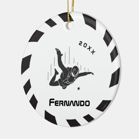 Skydiving Skydiver Parachuting Name & Year Dated Keramisch Ornament (Links)