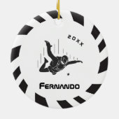 Skydiving Skydiver Parachuting Name & Year Dated Keramisch Ornament (Achterkant)