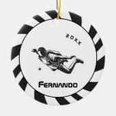 Skydiving Skydiver Parachutist Name & Year Dated Keramisch Ornament (Voorkant)