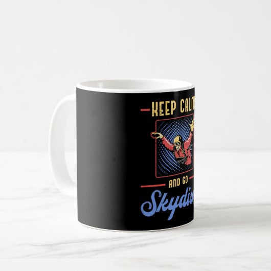 Skydiving Skydiver Retro Keep Calm Funny Gift Koffiemok (Voorkant links)