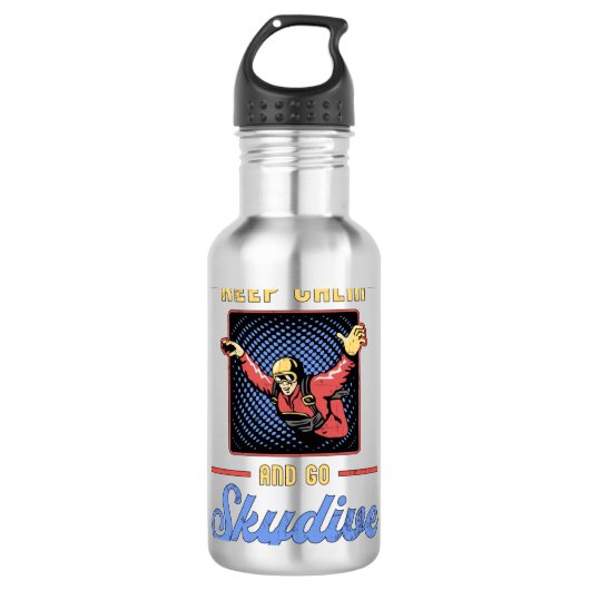 Skydiving Skydiver Retro Keep Calm Funny Gift Waterfles (Voorkant)