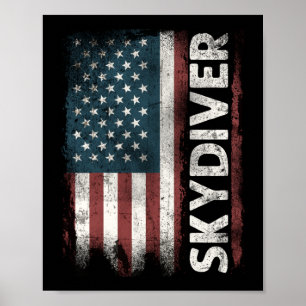 Skydiving Skydiver Usa Vlag Patriotic 4th Poster
