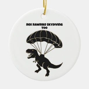 Skydiving T-rex Keramisch Ornament