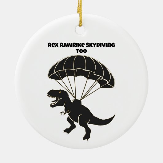 Skydiving T-rex Keramisch Ornament (Achterkant)