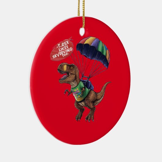 Skydiving T-Rex Keramisch Ornament (Rechts)
