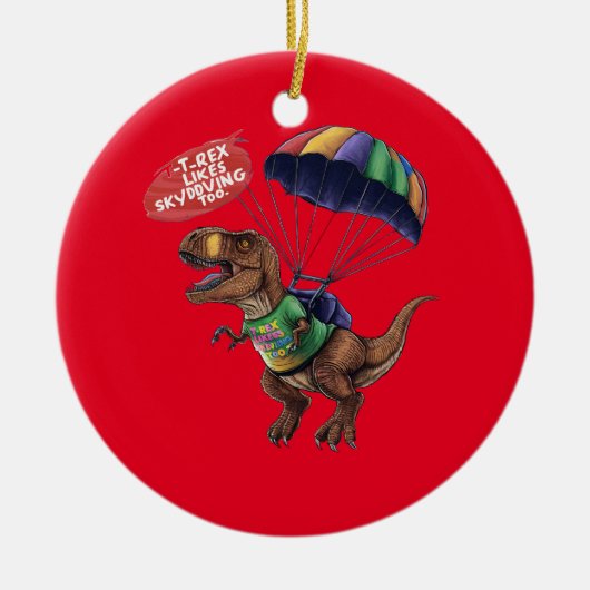 Skydiving T-Rex Keramisch Ornament (Voorkant)