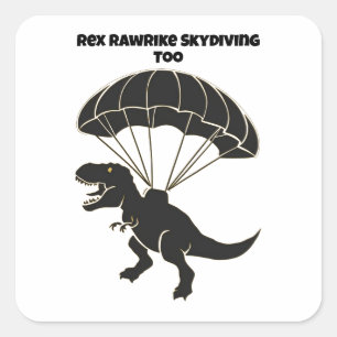 Skydiving T-rex Vierkante Sticker