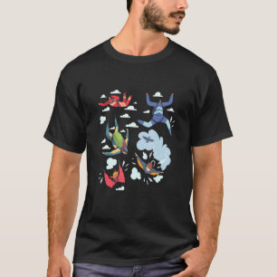 Skydiving Team Groep Cool Sport Afgesneden Vogel W T-shirt