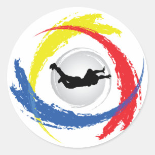Skydiving Tricolor Emblem Ronde Sticker