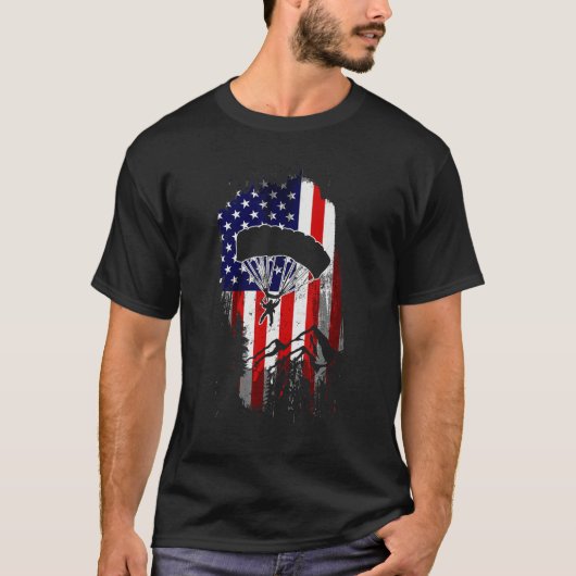 Skydiving USA American Flag Patriotic Skydiver Jul T-shirt (Voorkant)
