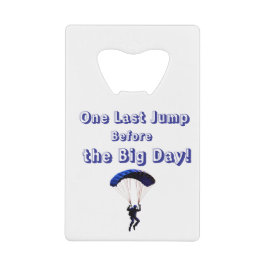 Skydiving vrijgezellenfeest Fun Thema Avontuur Creditkaart Flessenopener