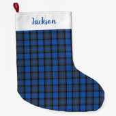 Skye Blue Tartan Pattern Grote Kerstsok (Voorkant)