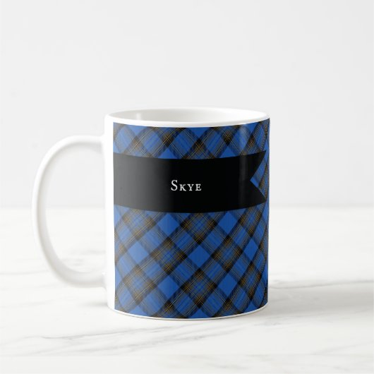 Skye Blue Tartan Pattern Koffiemok (Links)