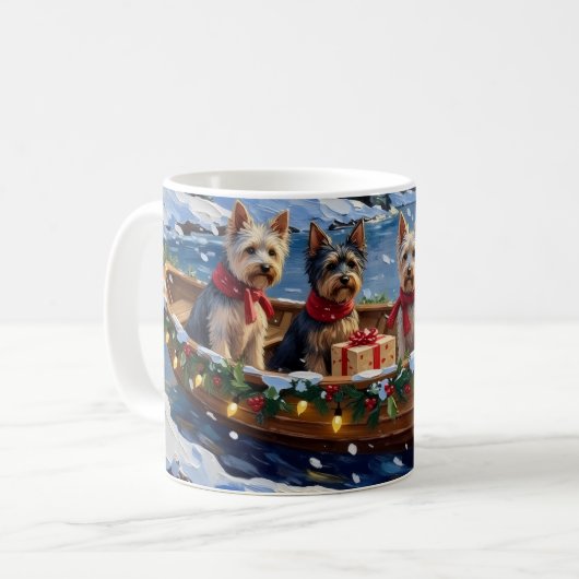 Skye Terrier Christmas Boat Holiday Koffiemok (Voorkant links)