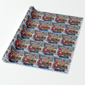 Skye Terrier Christmas Red Truck Holiday Cadeaupapier (Uitgerold)