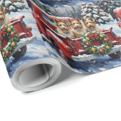 Skye Terrier Christmas Red Truck Holiday Cadeaupapier (Rol Hoek)