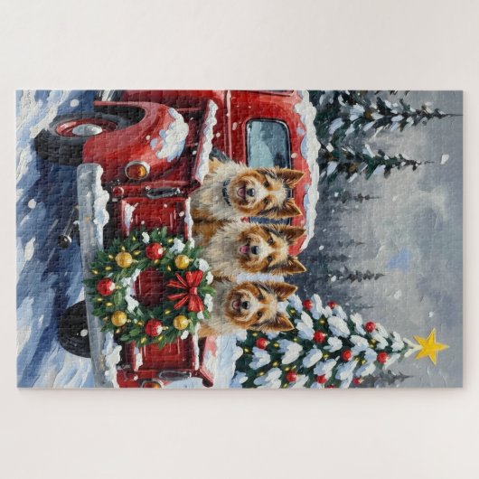 Skye Terrier Christmas Red Truck Holiday Legpuzzel (Horizontaal)