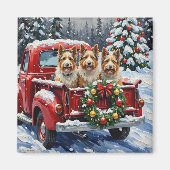 Skye Terrier Christmas Red Truck Holiday Magneet (Voorkant)