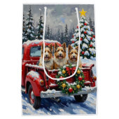 Skye Terrier Christmas Red Truck Holiday Medium Cadeauzakje (Achterkant)