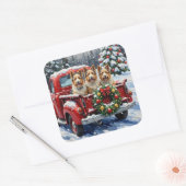 Skye Terrier Christmas Red Truck Holiday Vierkante Sticker (Envelop)