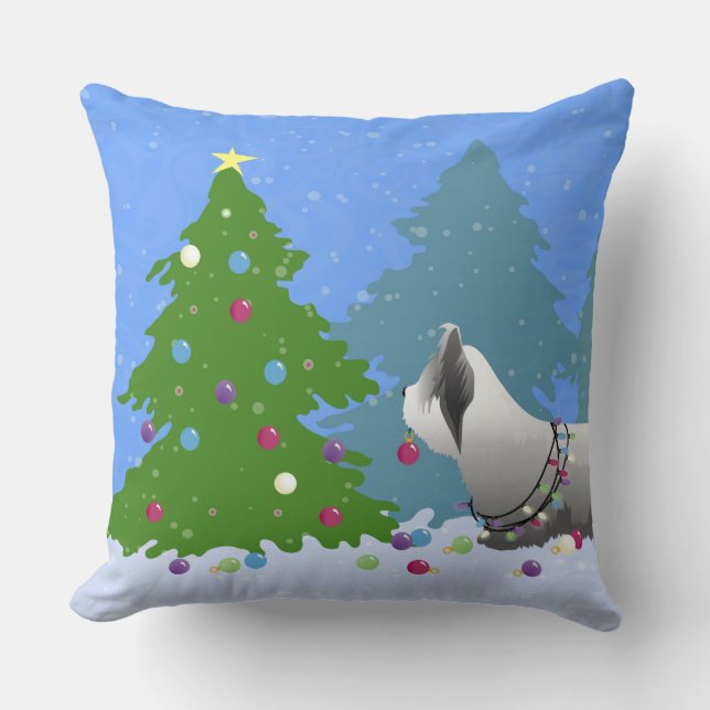 Skye Terrier Decorting kerstboom - Forest Kussen (Voorkant)