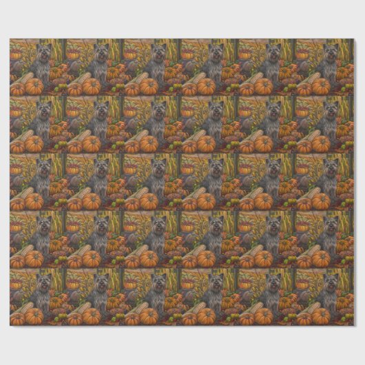 Skye Terrier Dog Autumn Harvest Thanksgiving Cadeaupapier (Vlak)