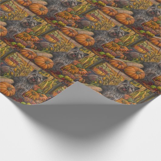 Skye Terrier Dog Autumn Harvest Thanksgiving Cadeaupapier (Hoek)