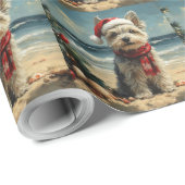Skye Terrier Dog Christmas  Beach Cadeaupapier (Rol Hoek)