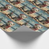 Skye Terrier Dog Christmas  Beach Cadeaupapier (Hoek)