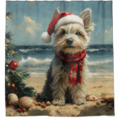 Skye Terrier Dog Christmas Beach Douchegordijn (Voorkant)