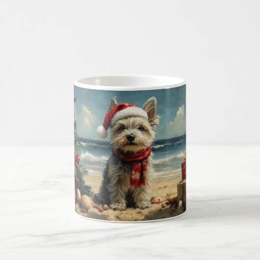 Skye Terrier Dog Christmas Beach Koffiemok (Center)