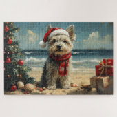Skye Terrier Dog Christmas  Beach Legpuzzel (Horizontaal)