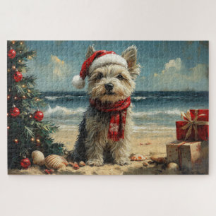 Skye Terrier Dog Christmas  Beach Legpuzzel