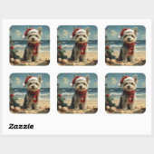 Skye Terrier Dog Christmas  Beach Vierkante Sticker (Vel)