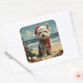 Skye Terrier Dog Christmas  Beach Vierkante Sticker (Envelop)