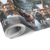 Skye Terrier Dogs Christmas Snow Holiday  Cadeaupapier (Rol Hoek)
