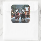 Skye Terrier Dogs Christmas Snow Holiday  Vierkante Sticker (Tas)