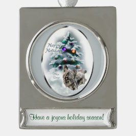 Skye Terrier Gepersonaliseerde Kerstmis Verzilverd Banner Ornament