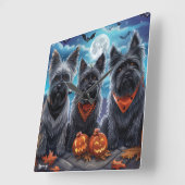 Skye Terrier Halloween Spelterig Vierkante Klok (Hoek)