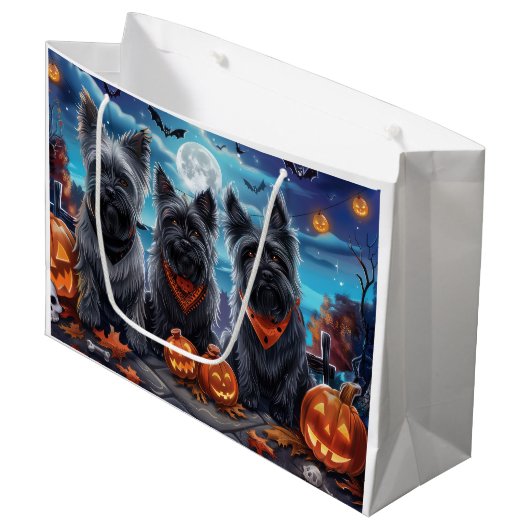 Skye Terrier Halloween Spoken Groot Cadeauzakje (Voorkant Gekanteld)