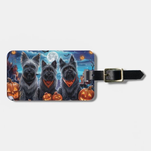 Skye Terrier Halloween Spooky Bagagelabel (Voorkant horizontaal)
