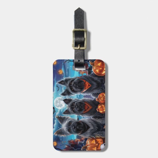 Skye Terrier Halloween Spooky Bagagelabel (Voorkant verticaal)