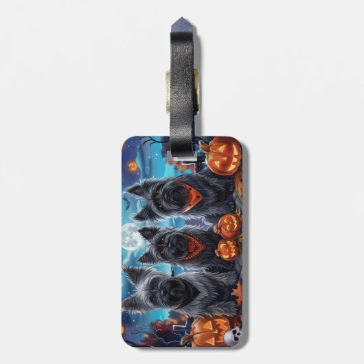 Skye Terrier Halloween Spooky Bagagelabel (Achterkant verticaal)