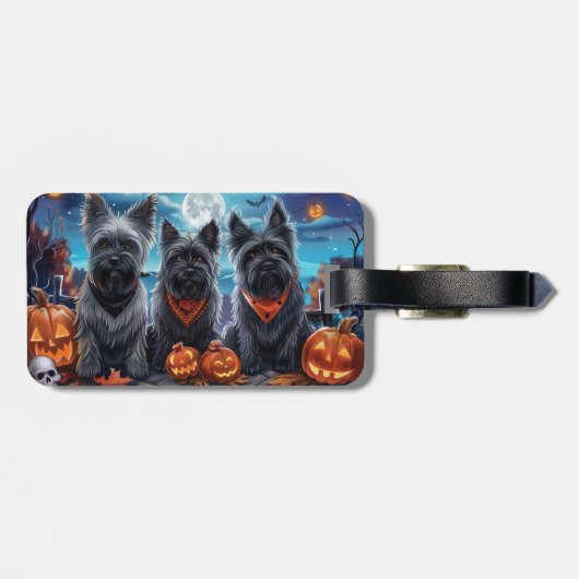 Skye Terrier Halloween Spooky Bagagelabel (Achterkant horizontaal)