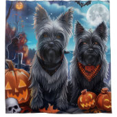 Skye Terrier Halloween Spooky Douchegordijn (Voorkant)