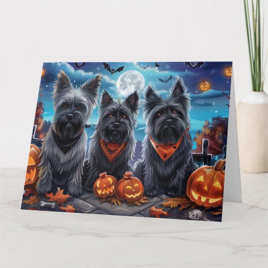 Skye Terrier Halloween Spooky Kaart (Voorkant)