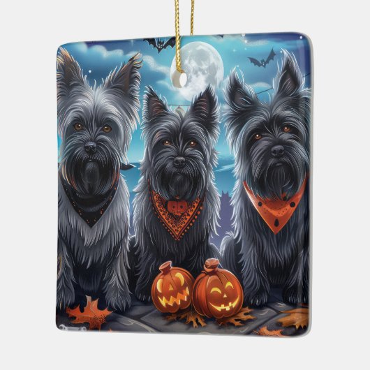 Skye Terrier Halloween Spooky Keramisch Ornament (Links)