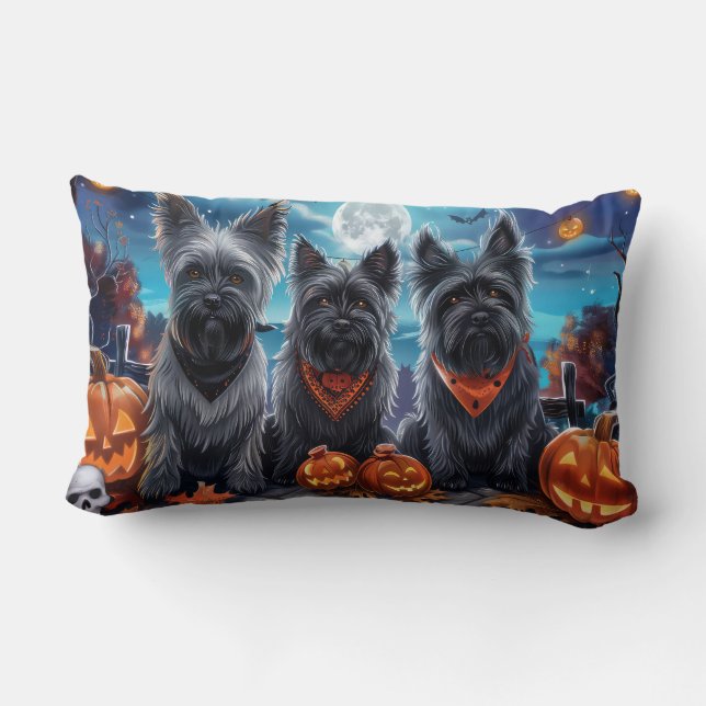 Skye Terrier Halloween Spooky Kussen (Achterkant)