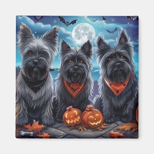 Skye Terrier Halloween Spooky Magneet (Voorkant)