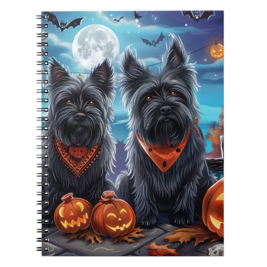 Skye Terrier Halloween Spooky Notitieboek (Voorkant)